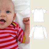 Baby-Basic-Shirt Schnittmuster mit amerikanischem Ausschnitt Gr. 50-92 : - Sewando