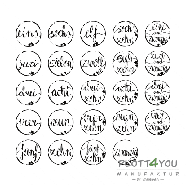 Adventskalenderzahlen SVG | DXF | PNG Plotterdatei, Laserdatei - Sewando