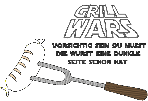 Stickdatei - GRILL WARS (Doodle-Applikation & Vollstick) - Sewando
