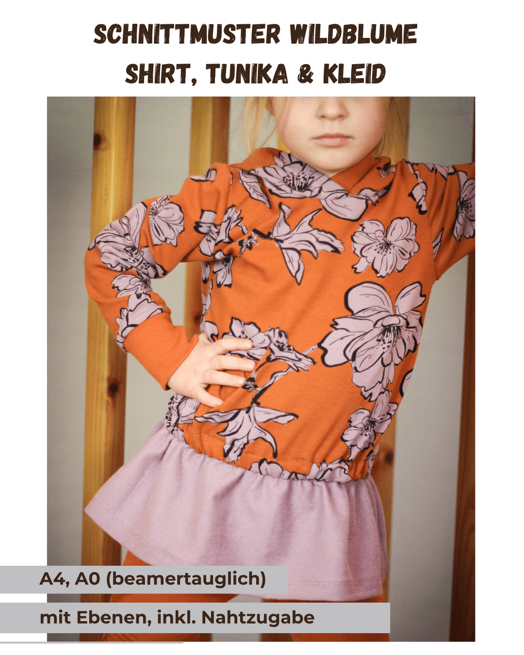 Schnittmuster Wildblume – Oberteil, Tunika oder Kleid | PDF-Download | Größen 86-134 - Sewando