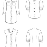 Schnittmuster Caro - Hemdbluse, Kleid mit leicht überschnittenen Schultern Gr. 34-54 - Sewando