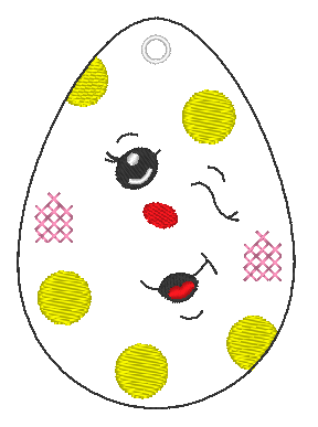 Stickdatei - 6 Ostereier mit Gesicht (ITH und Doodle) - Sewando