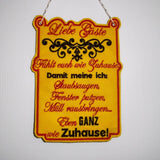 Hausordnung Schild ITH 4 Größen 13x18, 15x20, 20x28, 24x33 Stickdatei - Sewando