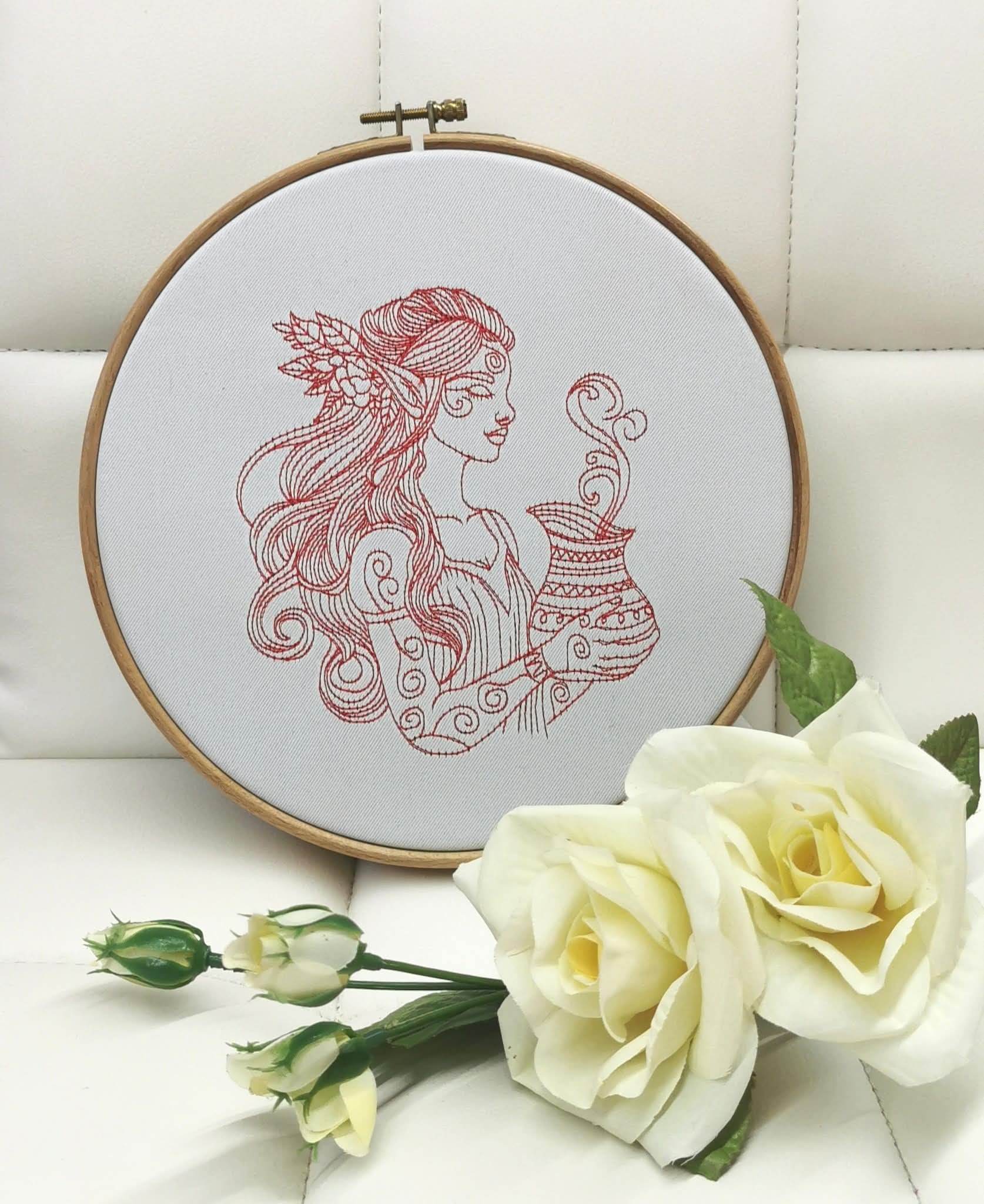 Elfe Magie Zauber Redwork 5 Größen ab 13x18 Stickdatei - Sewando