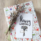 Happy Geburtstag Blumenstrauß | SVG, DXF & PNG Plotterdatei, Laserdatei - Sewando
