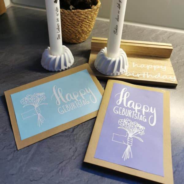 Happy Geburtstag Blumenstrauß | SVG, DXF & PNG Plotterdatei, Laserdatei - Sewando