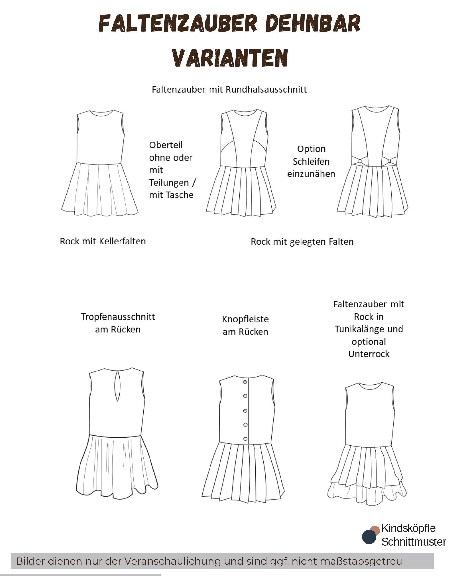 Schnittmuster Faltenzauber für dehnbare Stoffe - Kleid | PDF-Download | Größen 86-152 - Sewando