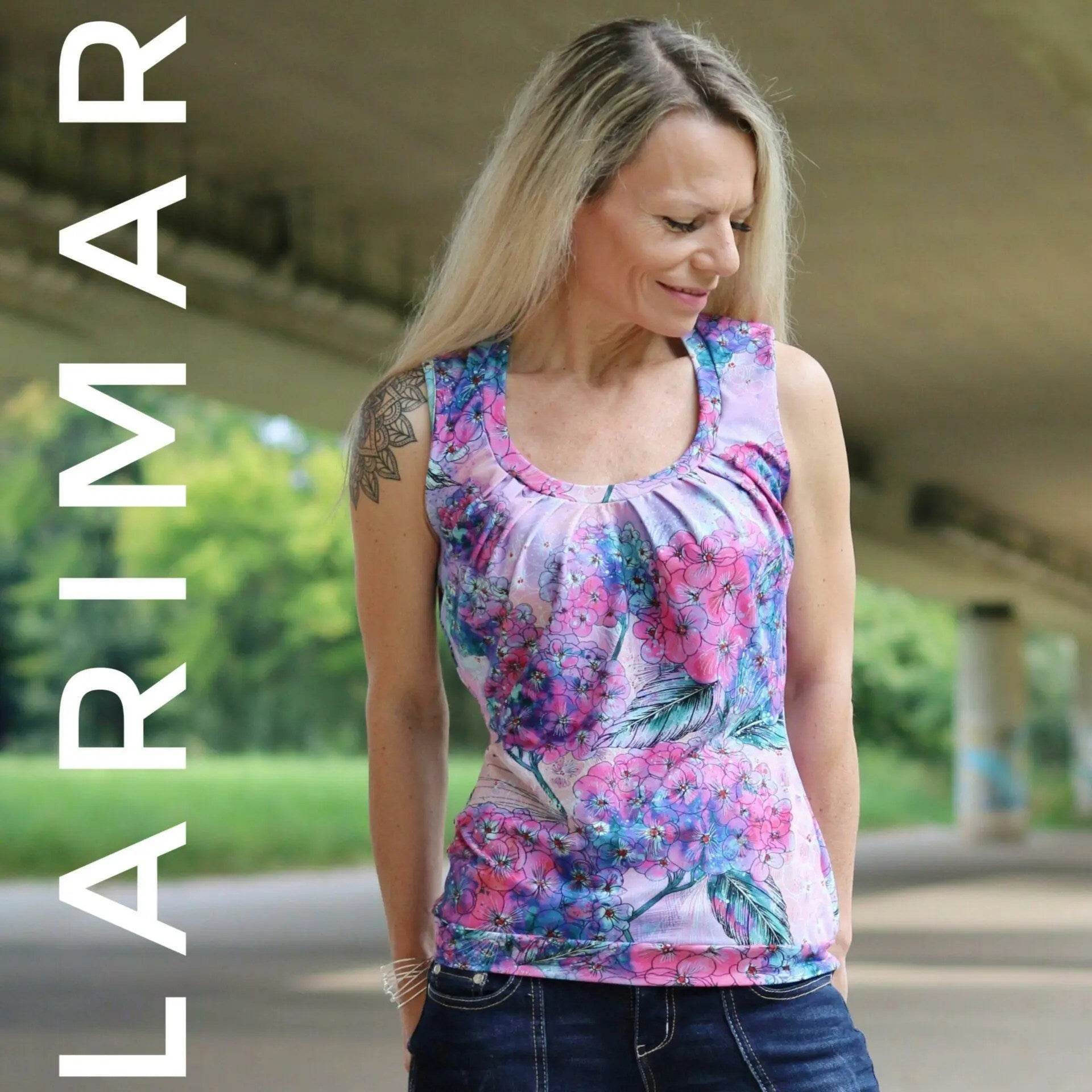 Schnittmuster Shirt Faltenshirt Larimar Gr. 32 - 50 DE - Sewando