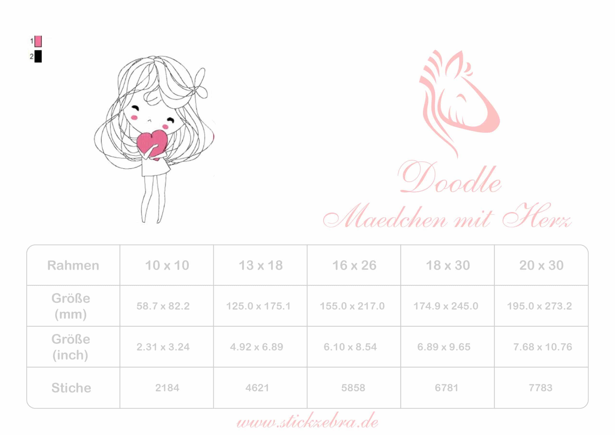 Mädchen mit Herz Stickdatei – einfach zum Verlieben für deine Stickmaschine - Sewando