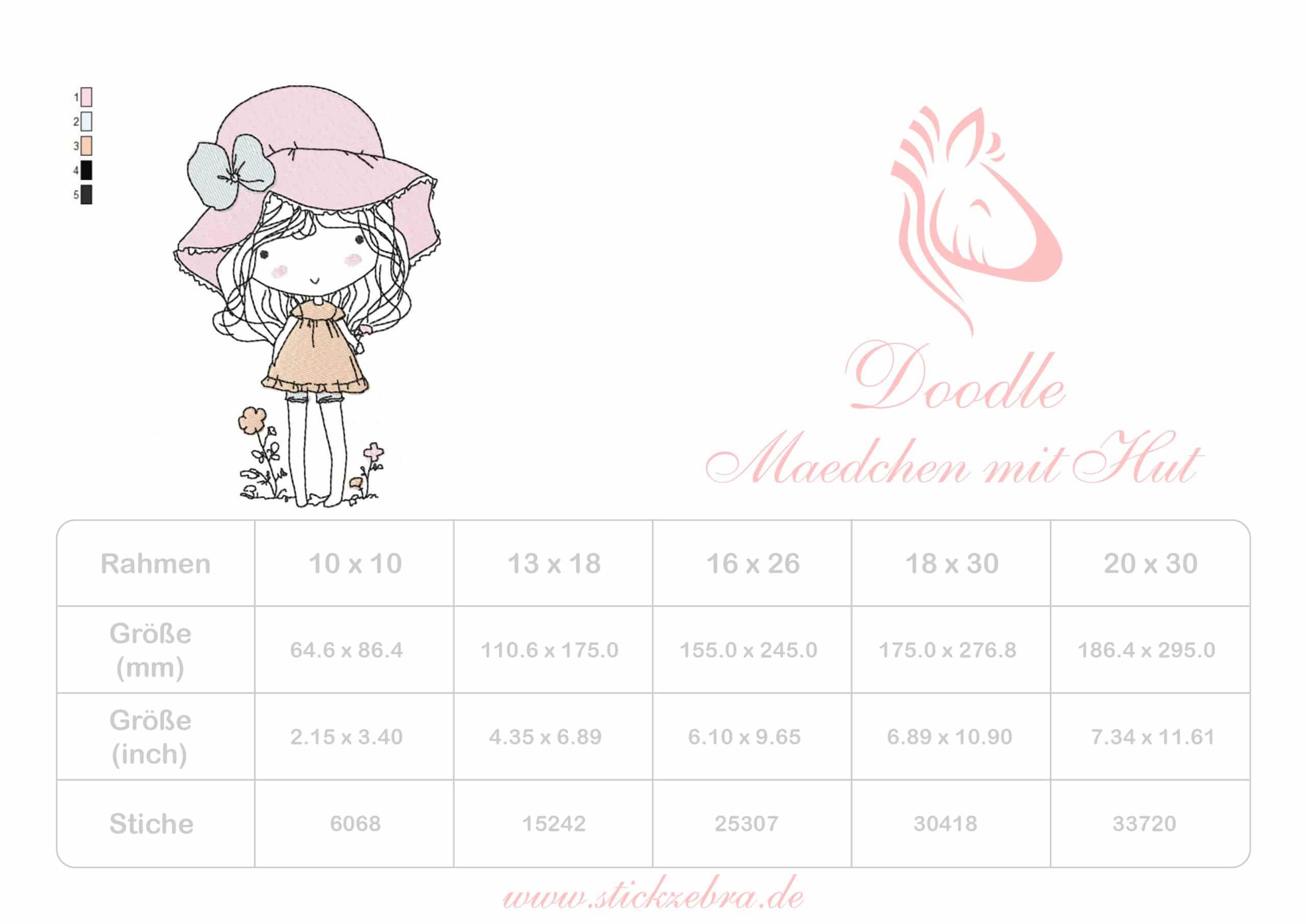 Mädchen mit Hut Stickdatei – ein Hauch von Sommer für deine Stickmaschine - Sewando