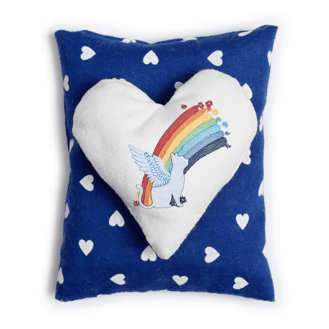 Katze mit Regenbogen Stickdatei – zauberhaftes Himmelsmotiv für Erinnerung & Trost - Sewando