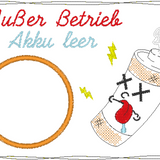 Stickdatei - Mugrug "Außer Betrieb - Akku leer"