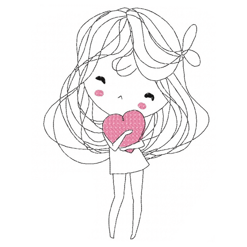 Mädchen mit Herz Stickdatei – einfach zum Verlieben für deine Stickmaschine - Sewando