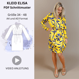 Schnittmuster Kleid ELISA - mit V-Ausschnitt, Wickeloptik und Ärmelvarianten | Gr. 34-48 (PDF) - Sewando