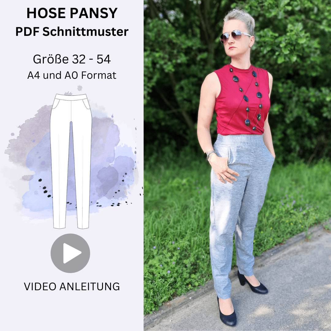 Schnittmuster Hose PANSY - mit hohem Bund seitlichen Reißverschluss | Gr. 32-54 (PDF) - Sewando
