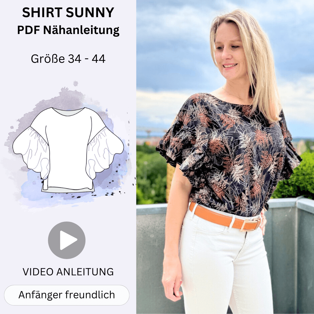 Nähanleitung SUNNY - Sommertop - Minimal-Waste-Schnittmuster - Gr. 34-44 : - Sewando