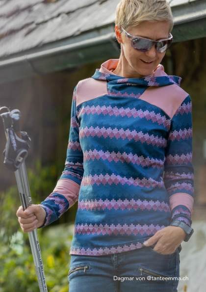 Schnittmuster Shirt Sporty Gr. 34-50 Kapuze und Rundausschnitt - Sewando