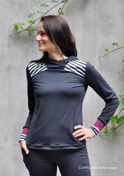 Schnittmuster Shirt Sporty Gr. 34-50 Kapuze und Rundausschnitt - Sewando