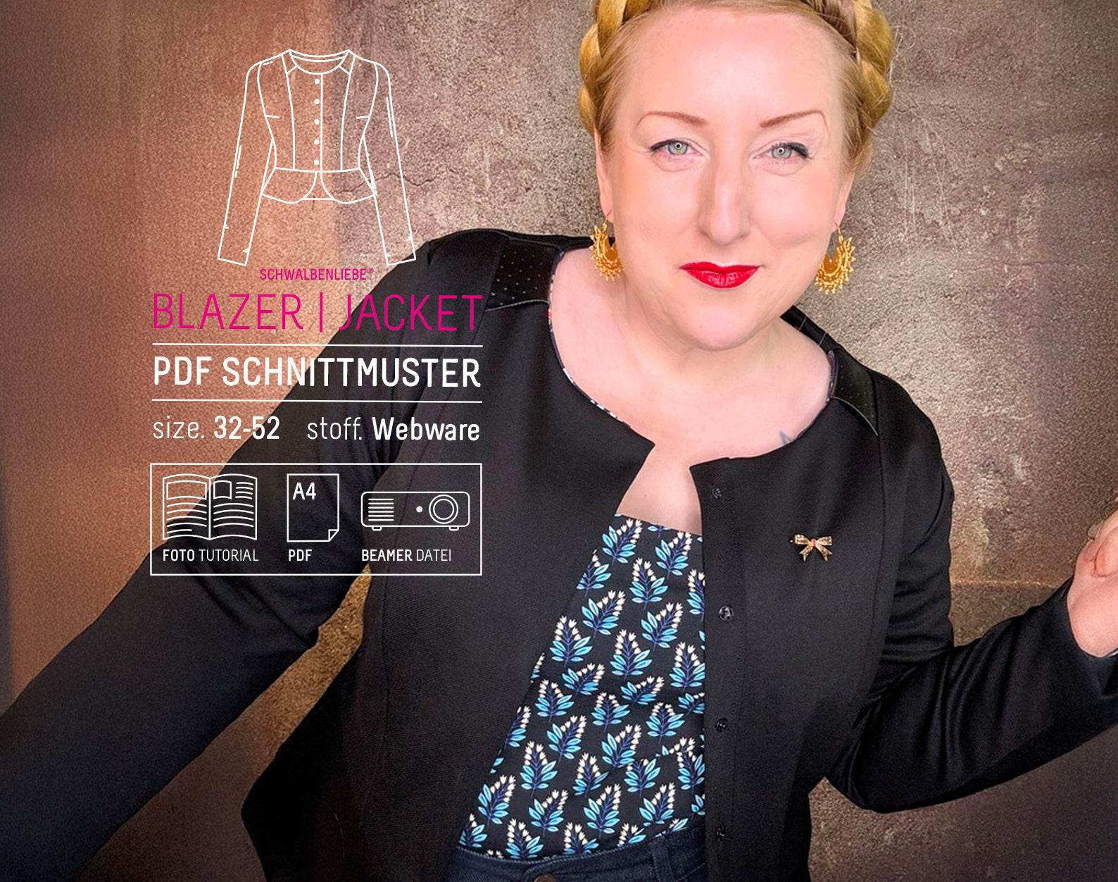 Blazer mit Schlösschen | PDF Schnittmuster + Anleitung PDF | Gr. 32-52 | Anfänger | deutsch : - Sewando
