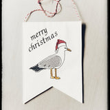 Stickdatei - Wimpel "Weihnachtsmöwe Frohe Weihnachten"