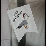 Stickdatei - Wimpel "Weihnachtsmöwe Frohe Weihnachten"