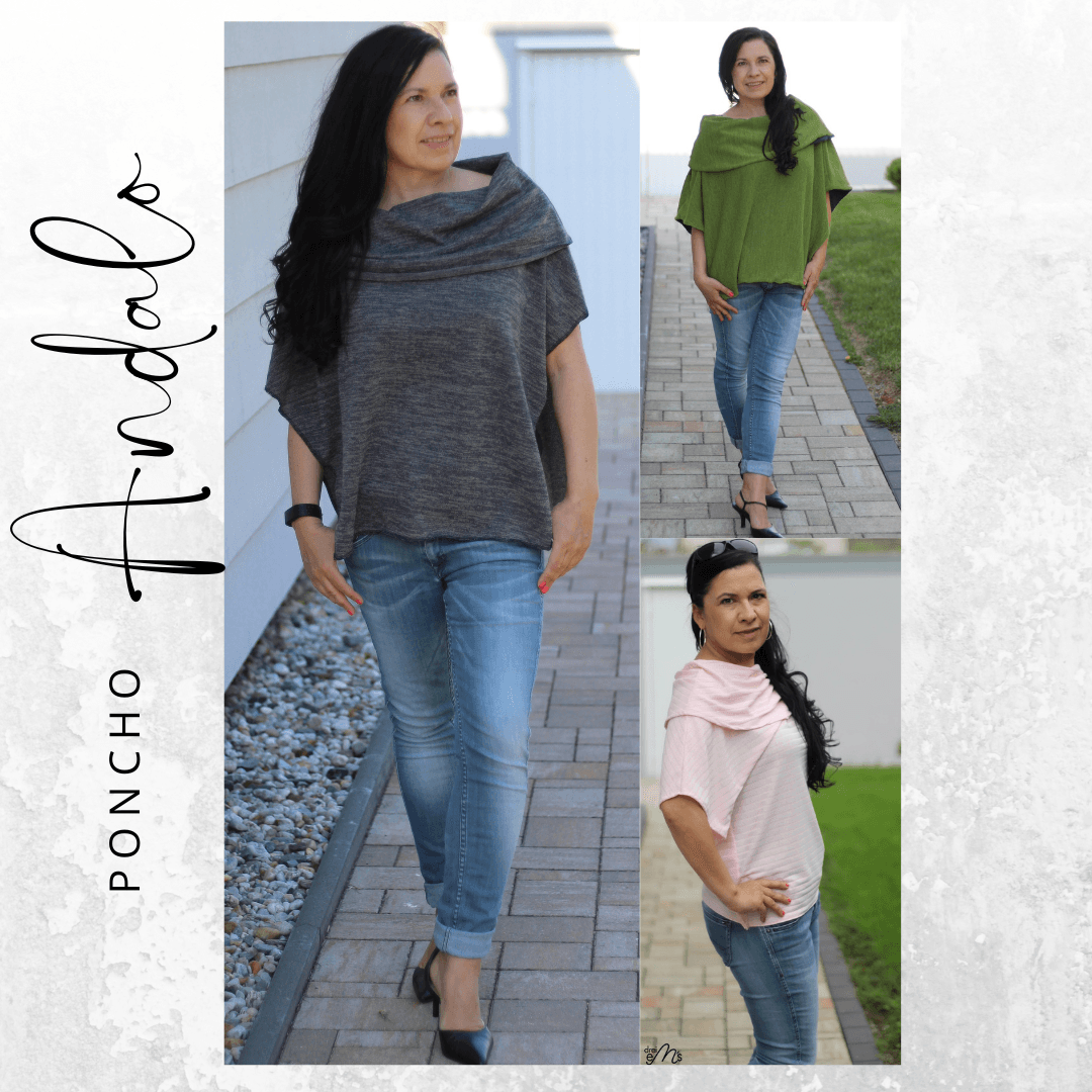 Schnittmuster Poncho ANDALO Gr. XS-XXL : - Sewando