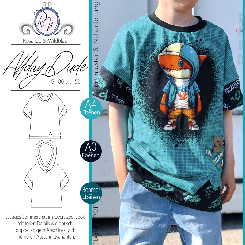Schnittmuster Shirt AlldayDude Gr. 80 bis 152 - Sewando
