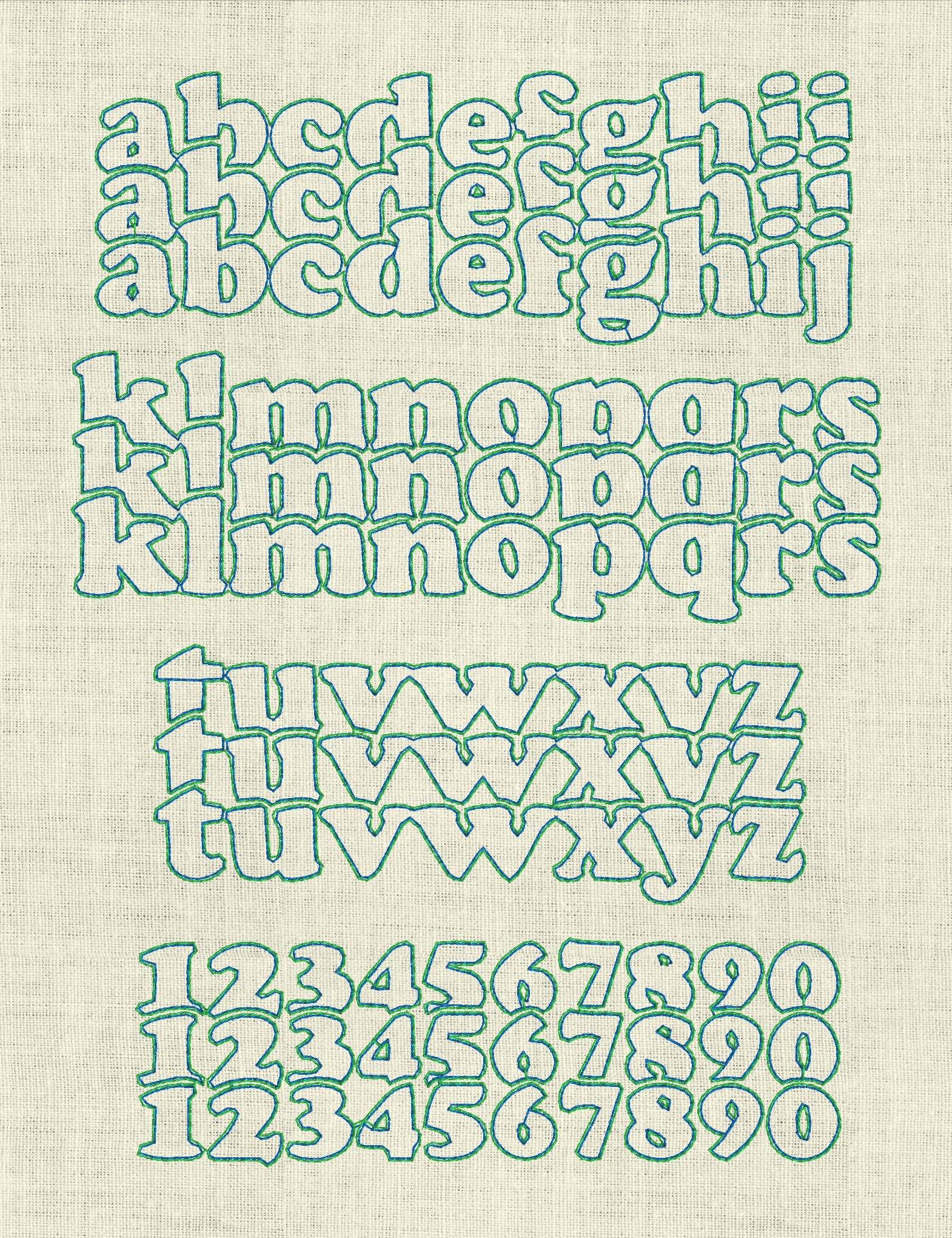 Stickdatei Schrift Triad Doodle ca. 95mm Set 987 Applikation - Sewando