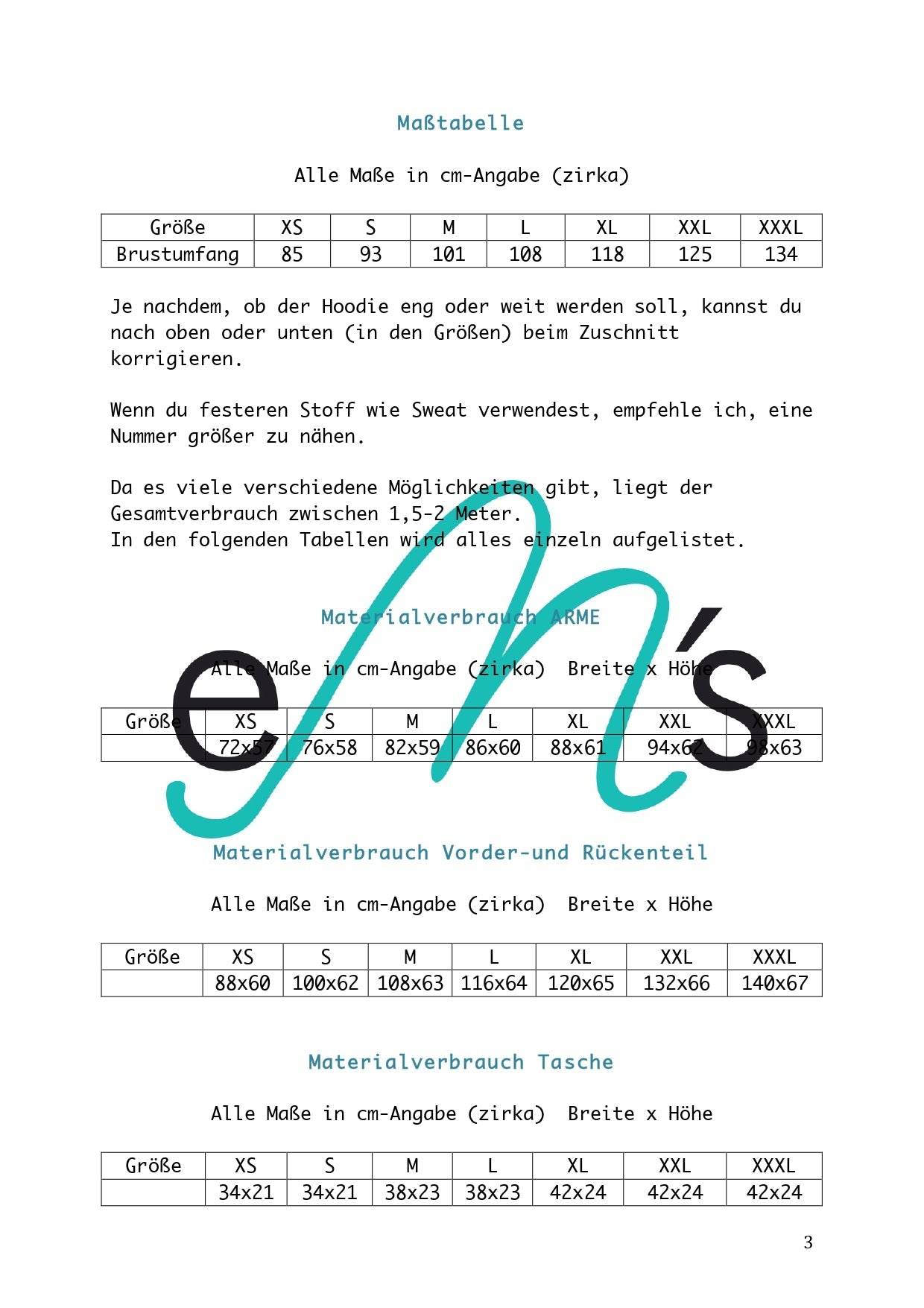Schnittmuster Hoodie JOLINE Gr. XS-XXXL+ gratis Plotterdatei : - Sewando