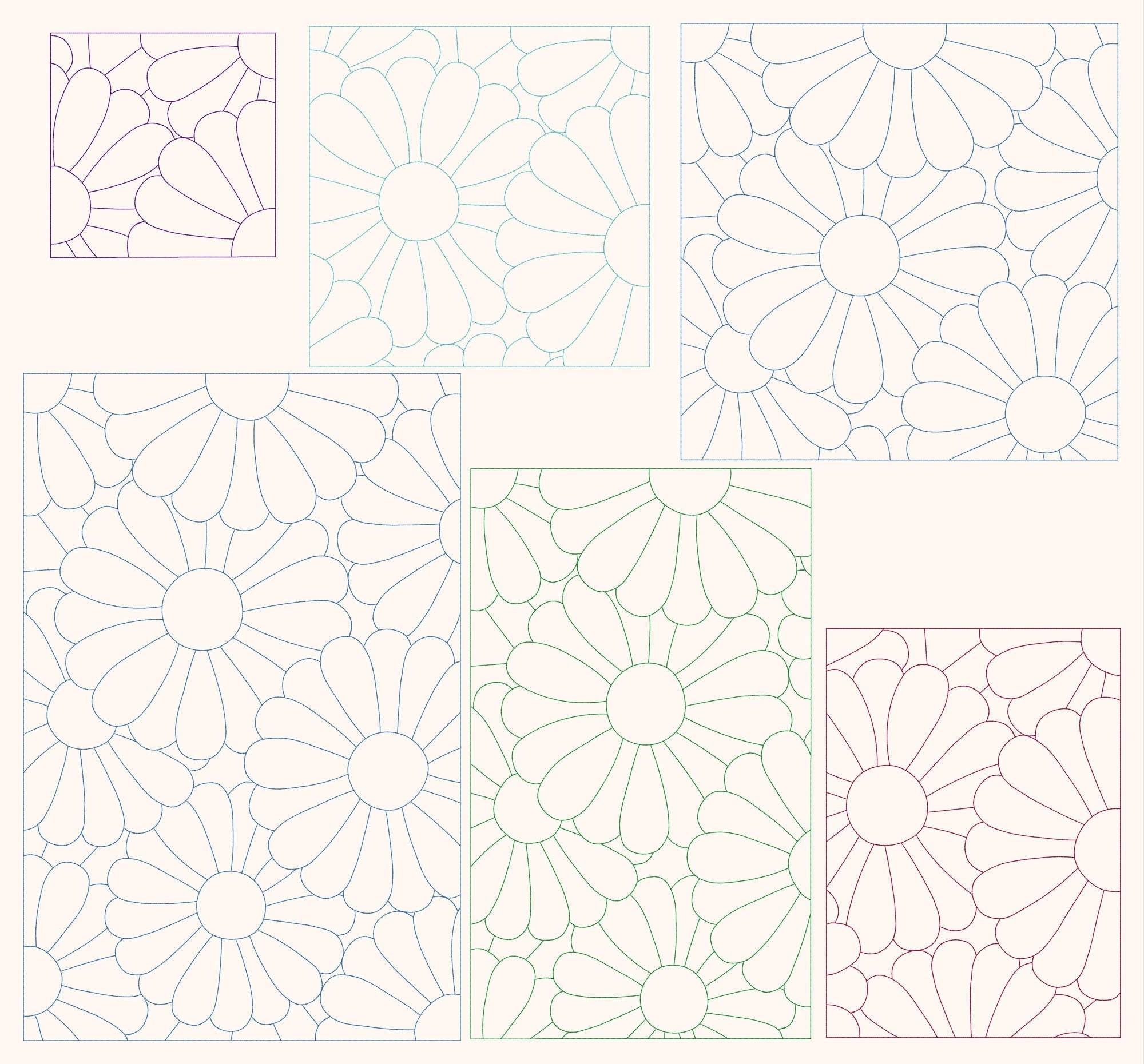 6x Stickdatei Füllmuster Blume - Sewando
