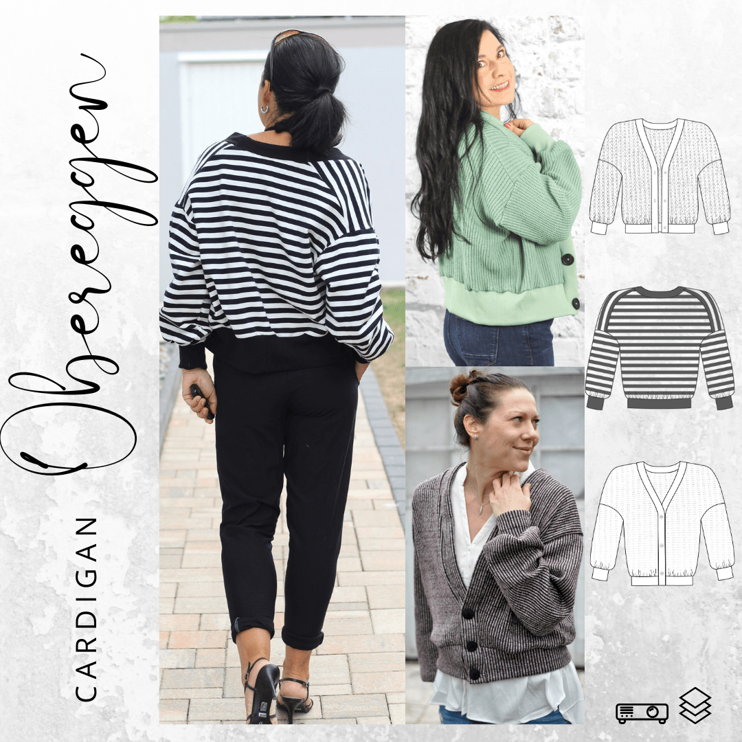 Schnittmuster Oversize Cardigan OBEREGGEN Gr. 32-56 : - Sewando