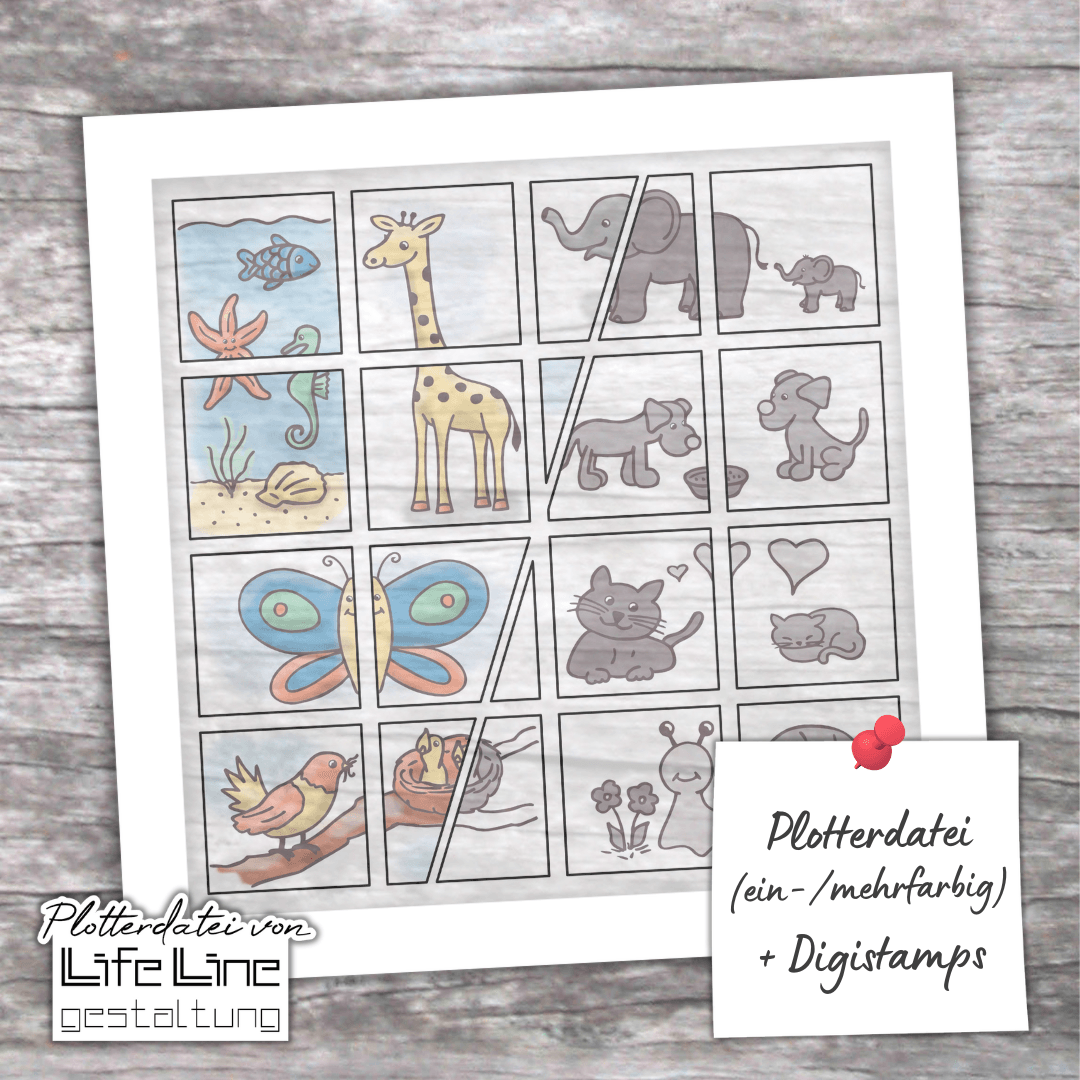 Plotterdatei PUZZLE-MEMORY svg + dxf + Druckvorlage - Sewando