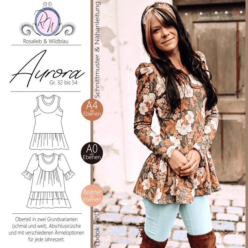 Schnittmuster Tunika, Shirt Aurora Gr. 32 bis 54 - Sewando