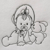 Stickdatei Baby mit Hase – zartes Doodle-Motiv für Geburtsgeschenke - Sewando