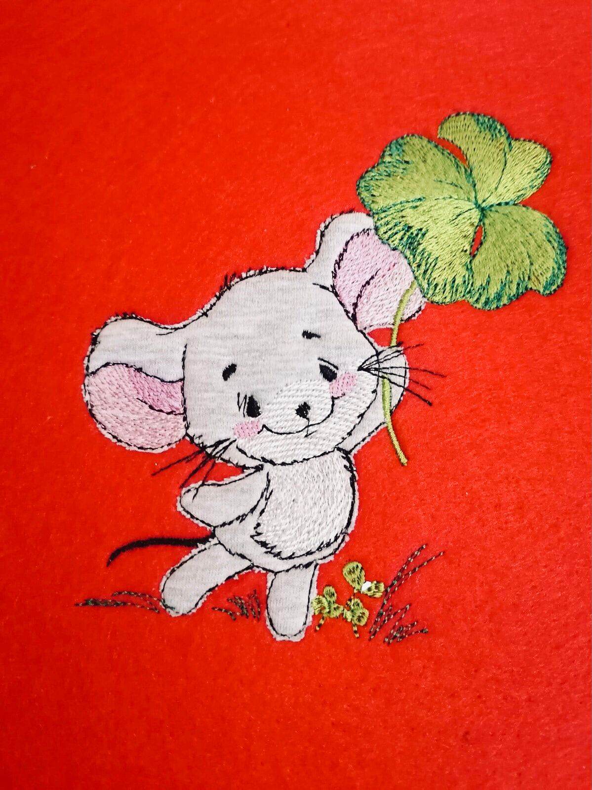 Maus Stickdatei – süßes Applikationsmotiv für Geschenke & Kinderkleidung - Sewando