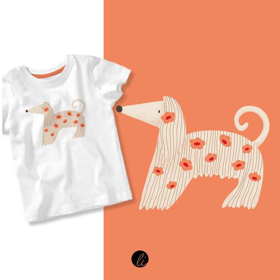 Bügelbild-Design – afghanischer Windhund mit Blumen - Sewando