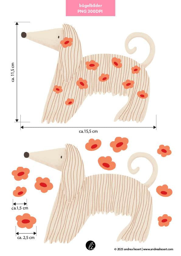 Bügelbild-Design – afghanischer Windhund mit Blumen - Sewando