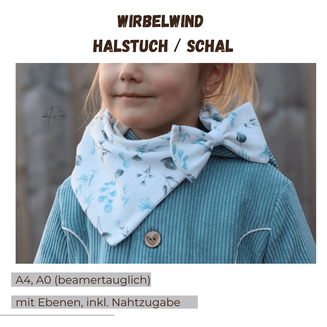 Schnittmuster Wirbelwind – Halstuch, Schal & Loop Größen S/M/L (KU 41-56 cm) : - Sewando