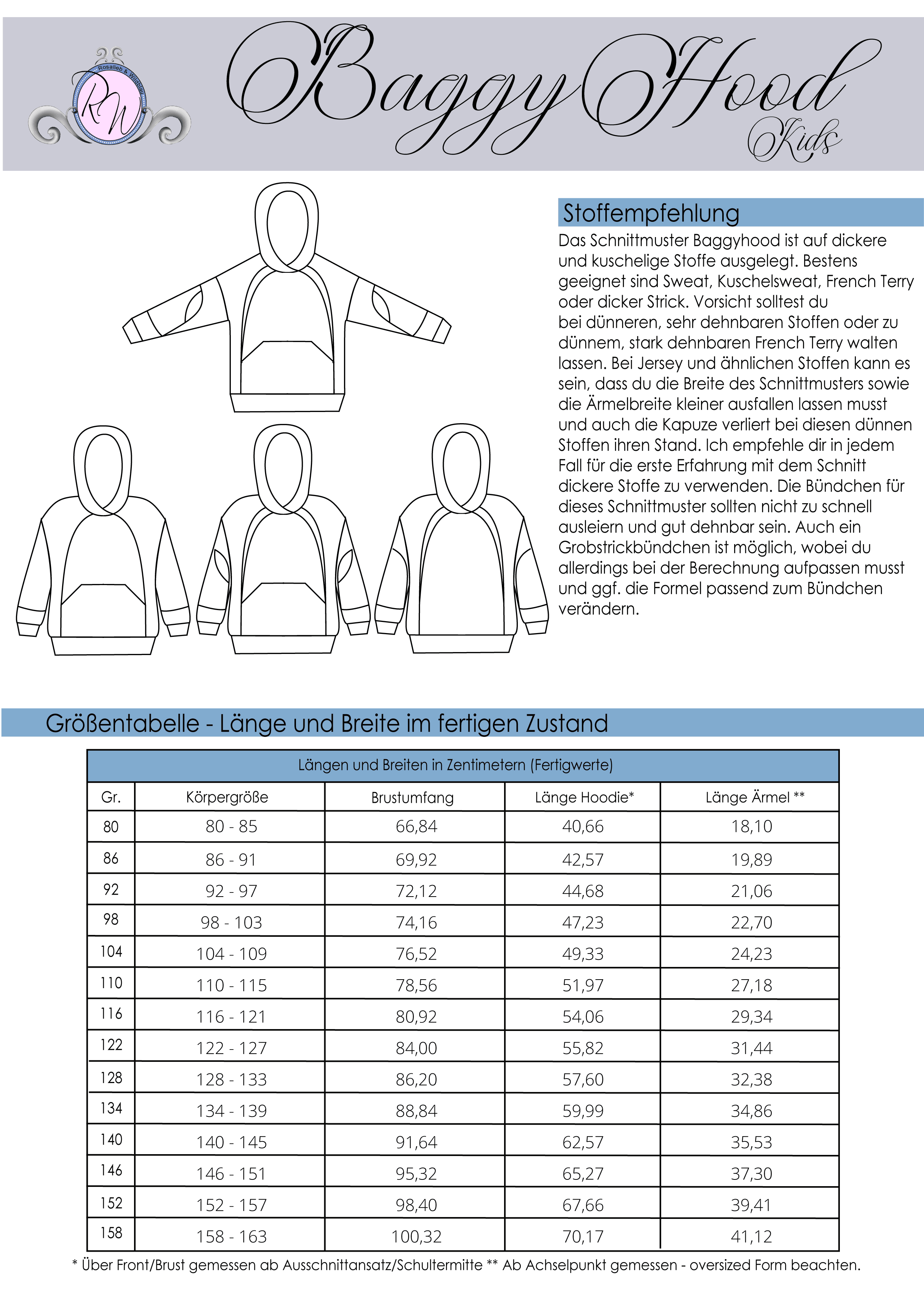 Schnittmuster Baggyhood Kids Gr. 80 bis 152 - Sewando