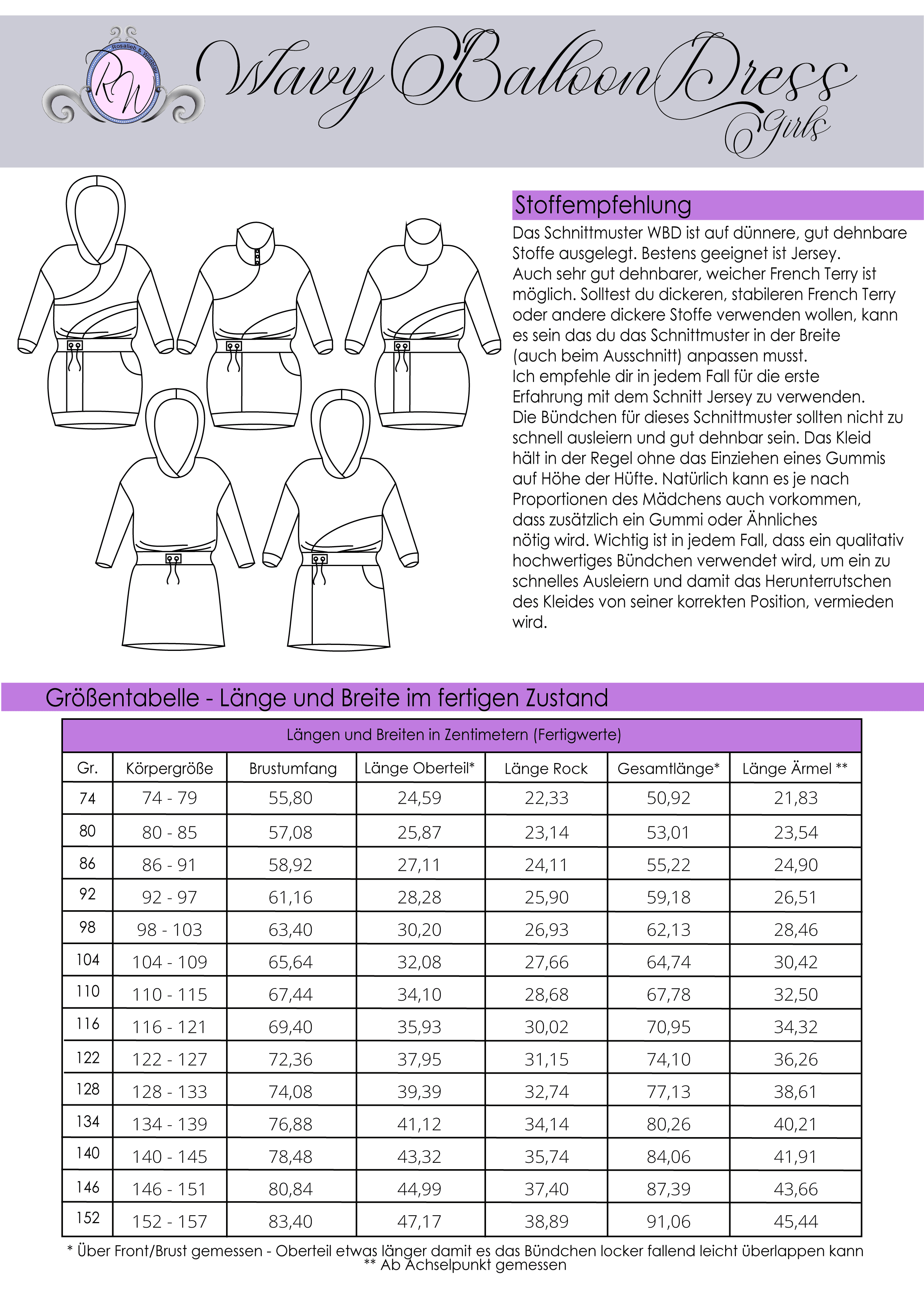 Schnittmuster WeavyBallonDress Gr. 74 bis 152 - Sewando