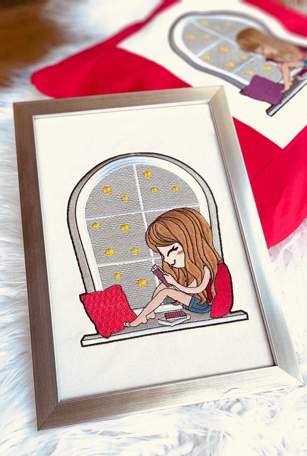 Mädchen Stickdatei – für gemütliche Lesemomente an deiner Stickmaschine - Sewando