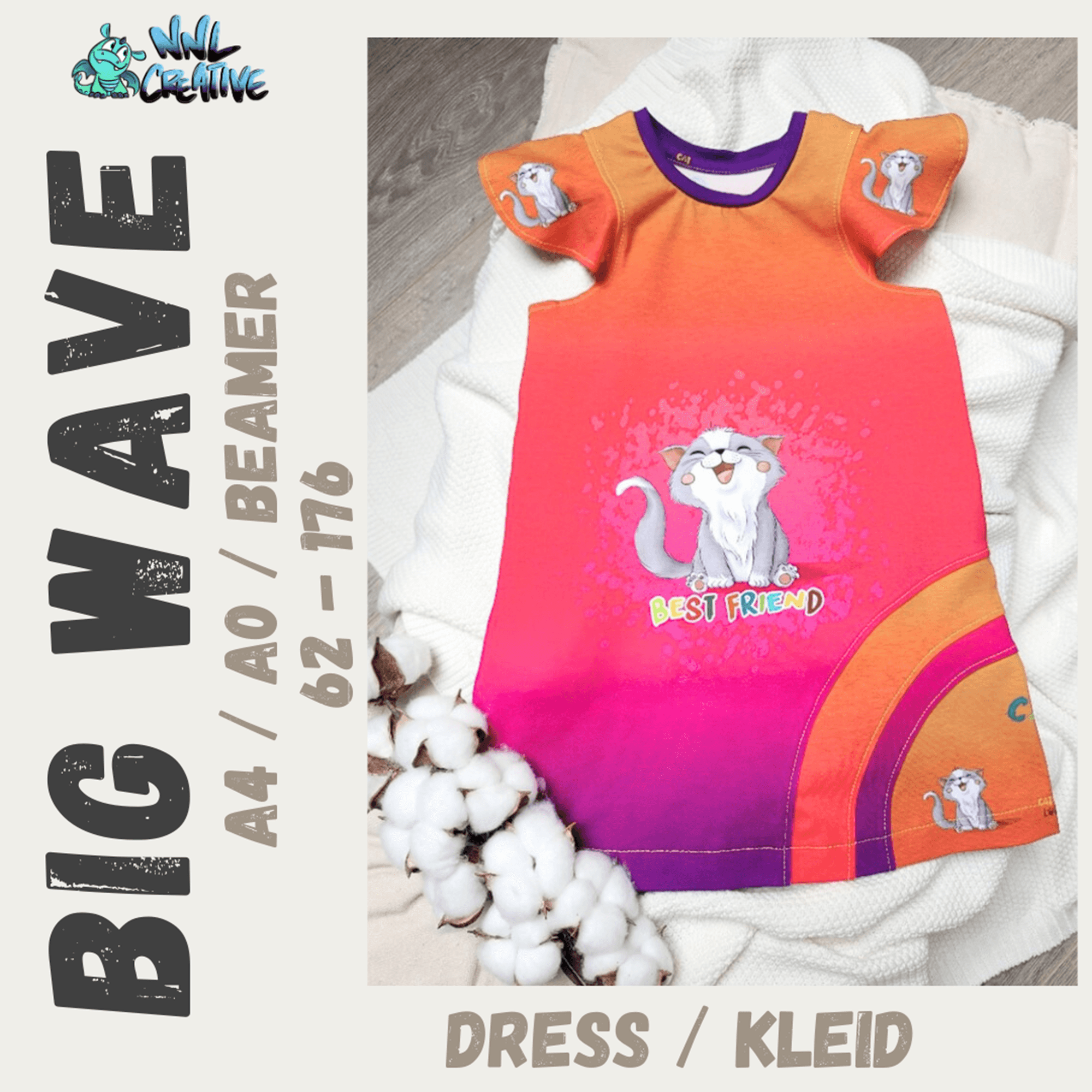 Schnittmuster *Big Wave Dress* #Ganzjahreskleid #Kleid Gr. 62-176. - Sewando