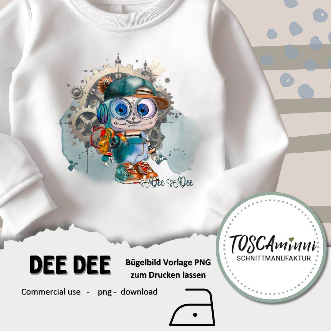 Bügelbild Roboter Dee Dee - Bügelbild zum Drucken - Sewando