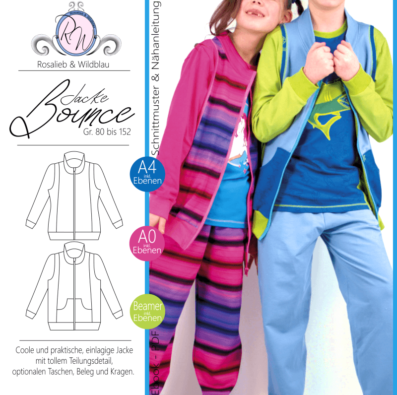 Schnittmuster Bounce Jacke Gr. 80 bis 152 - Sewando