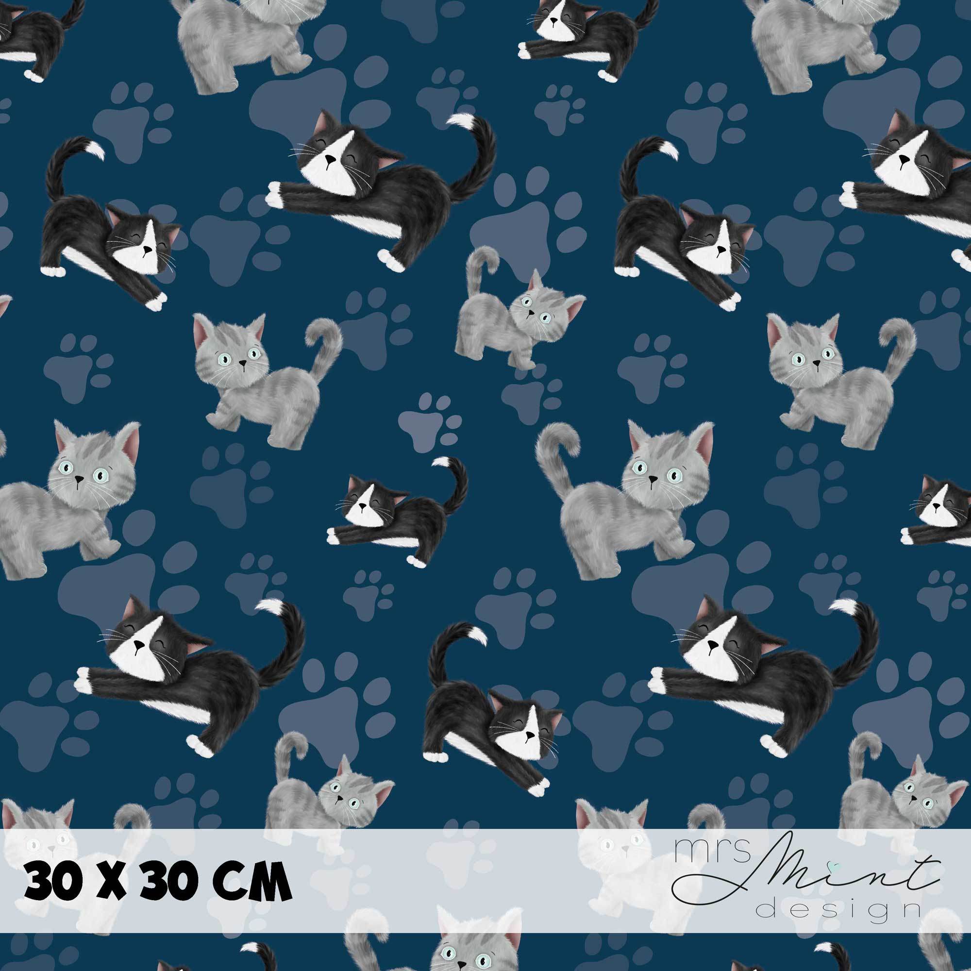 Stoffdesign - Büsi Bande - Katzen dunkelblau - nicht exkusiv - Sewando