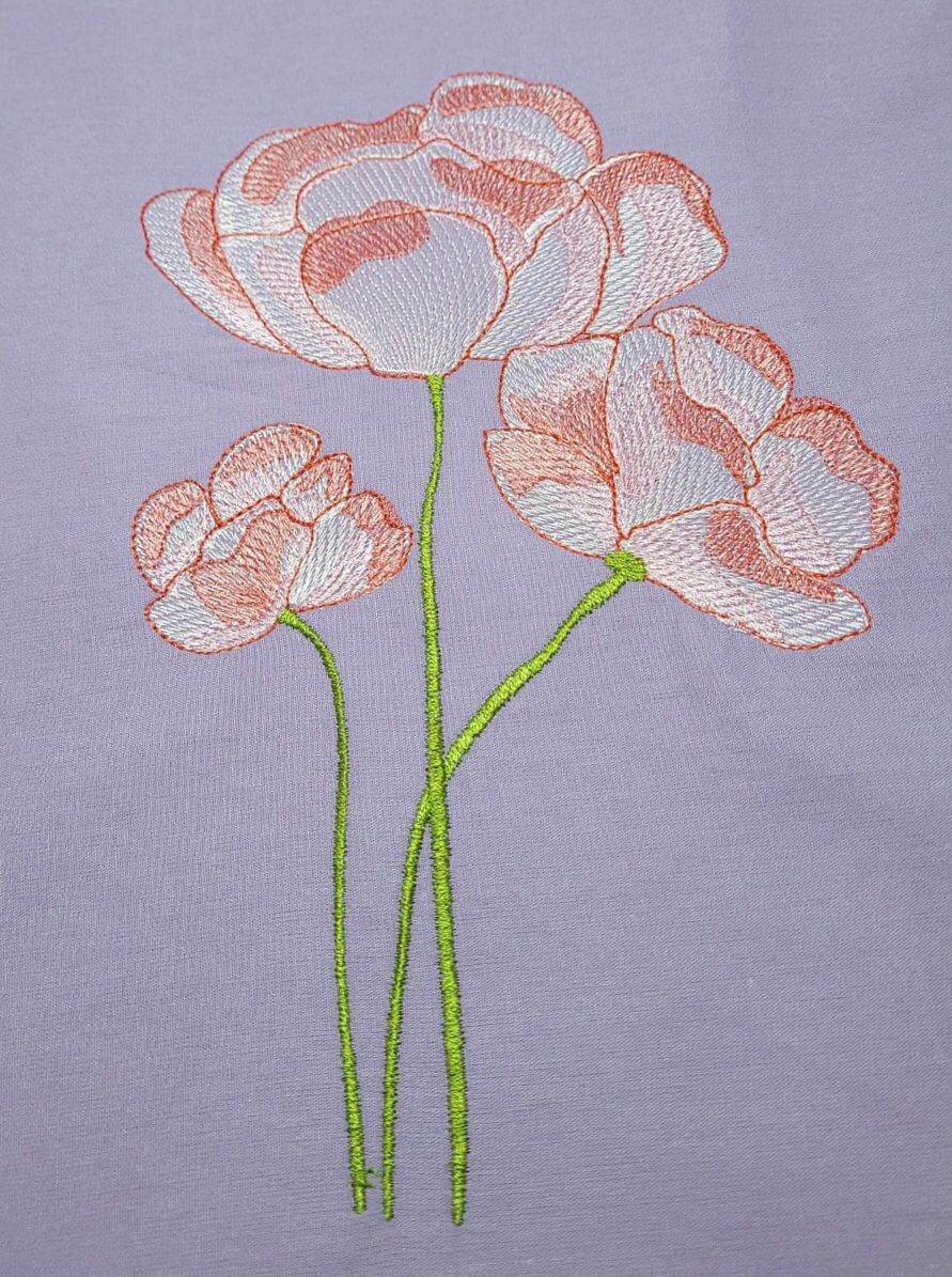 Mohnblume Stickdatei – zartes Blumenmotiv für kreative Projekte & Sommerdeko - Sewando