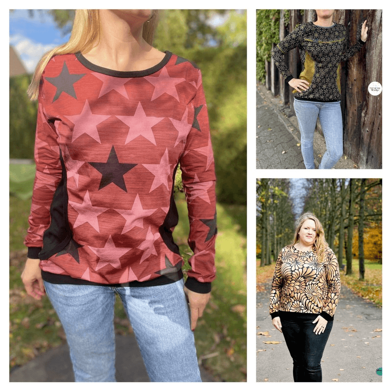 Sweater Josefina Gr. 34 - 54 inkl. A0 + Beamerdatei - Sewando