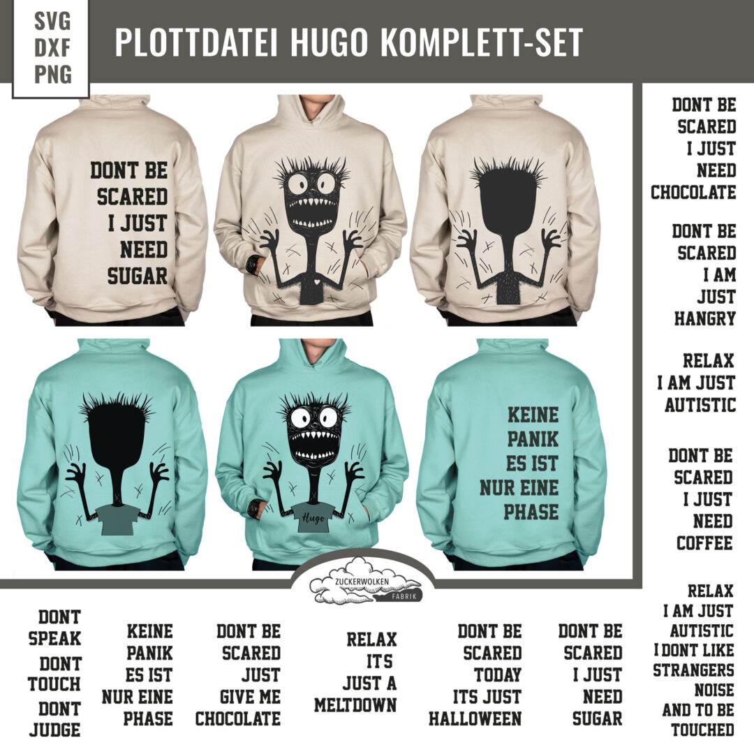 Bundle Plotterdatei Monster Hugo Komplett-Set (2 Plottserien) - Sewando