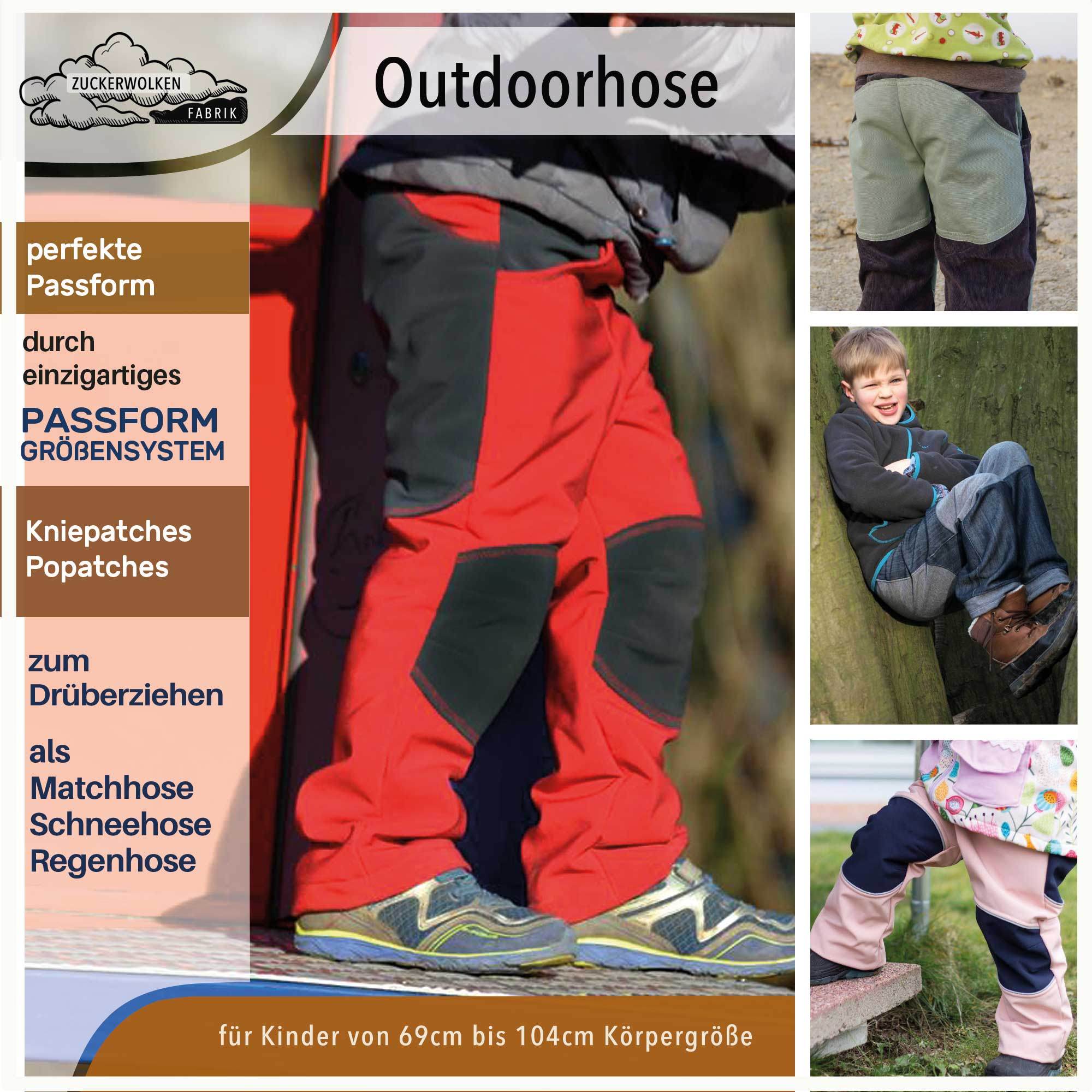 Mini Outdoorhose, Matschhose, Regenhose, Tobehose - für 69cm-104cm Körpergröße - Sewando