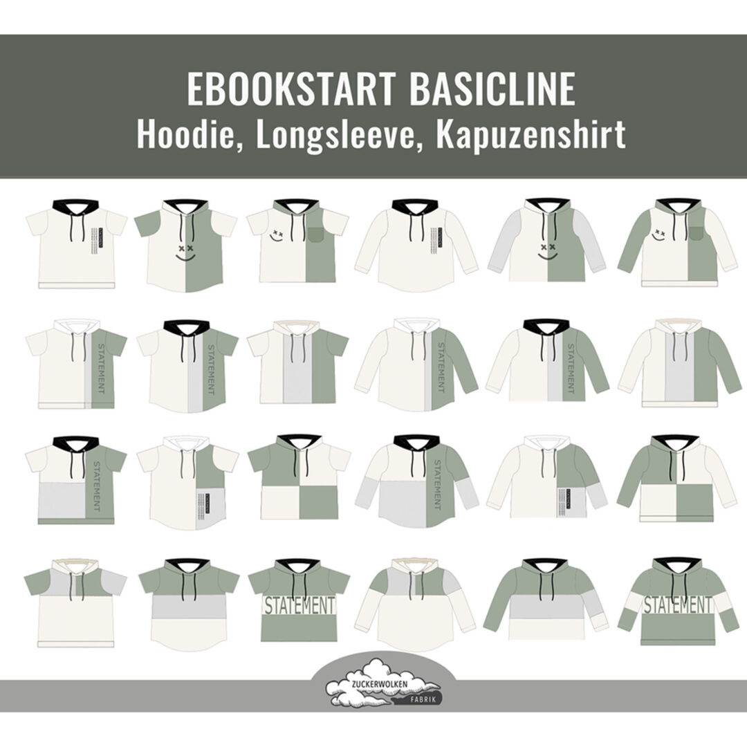 DIN A4 Kids SORGLOS-SYSTEM Basicline Hoodie 105-140cm Kapuzenshirt , BESONDERES PASSFORMSYSTEM - Sewando